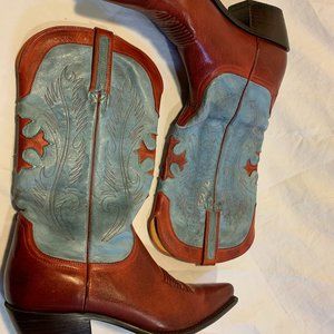 Charlie 1 Horse Red/ Blue Leather Cowboy Boots 8.5